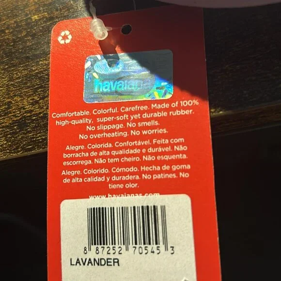 Havaianas Flip Flops USA 6, EUR 37/38 - Lavender w/flowers - NEW W/tag - Picture 3 of 4